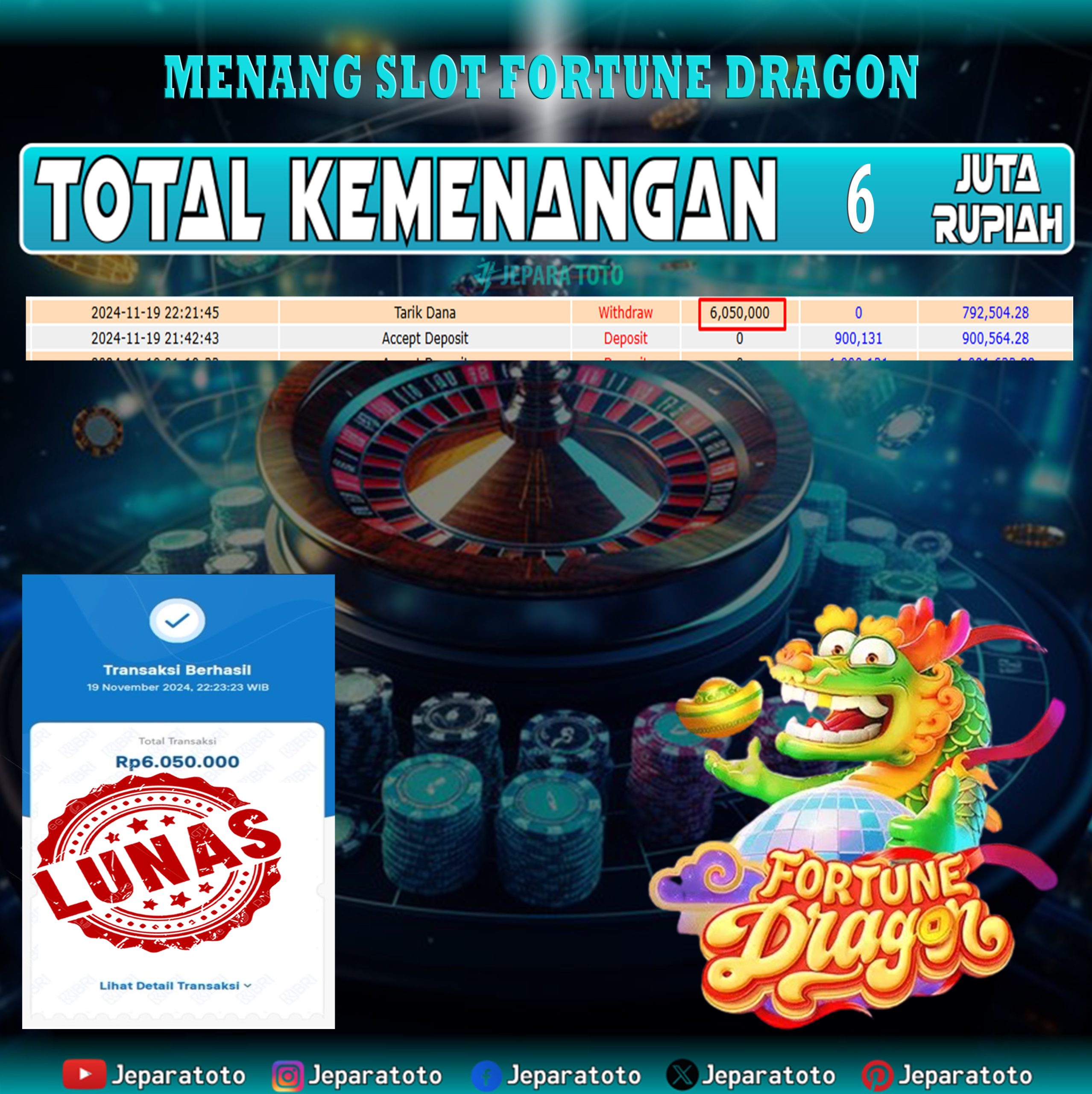 BUKTI KEMENANGAN SLOT FORTUNE DRAGON MEMBER JEPARATOTO