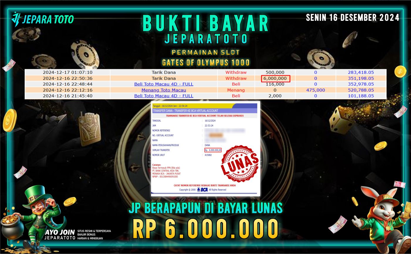 BUKTI KEMENANGAN SLOT GATES OF OLYMPUS 1000 MEMBER JEPARATOTO