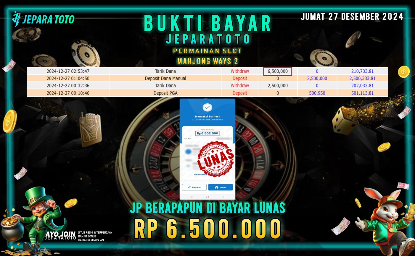 BUKTI KEMENANGAN SLOT MAHJONG WAYS 2 MEMBER JEPARATOTO