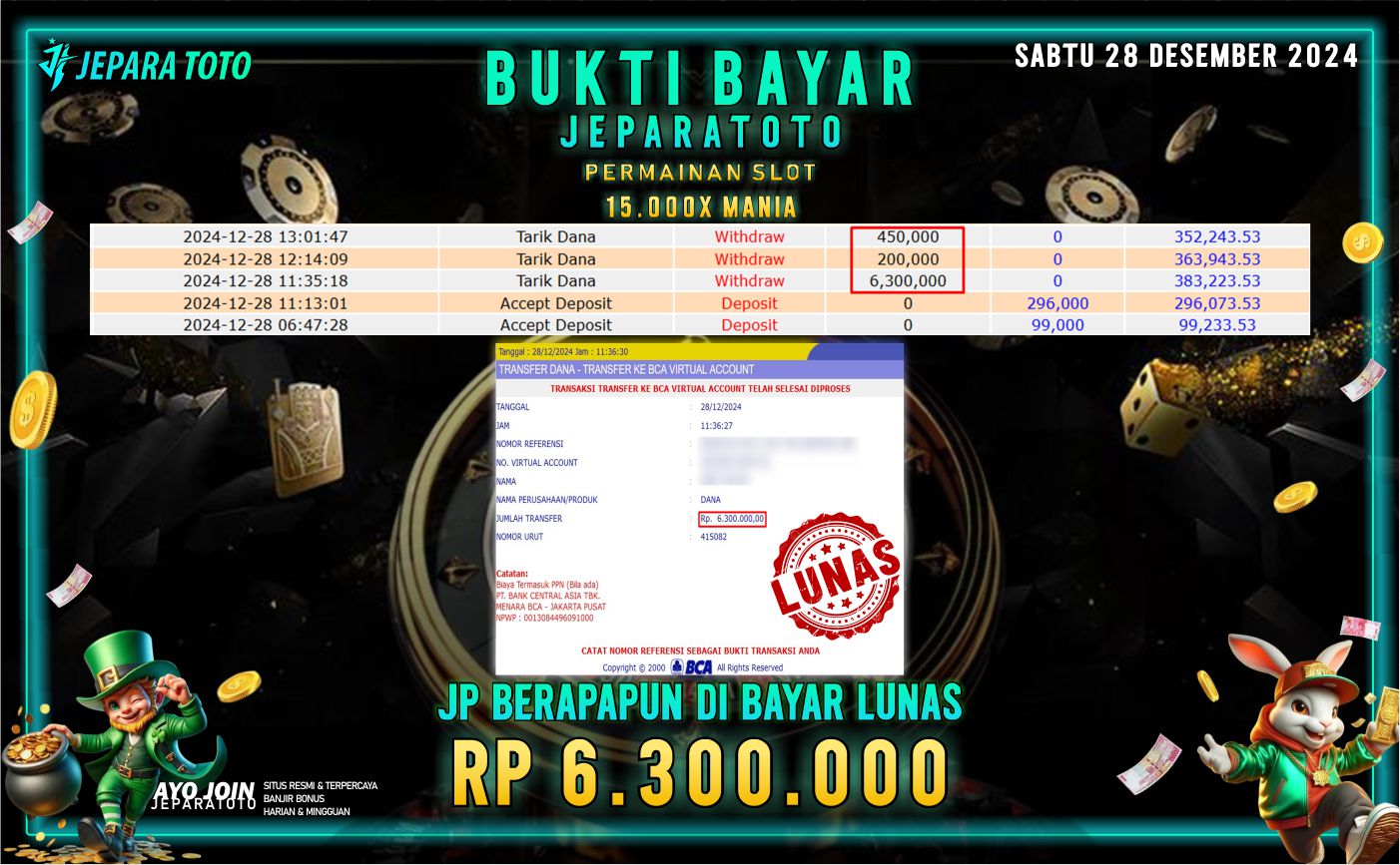 BUKTI KEMENANGAN SLOT 15.000X MANIA MEMBER JEPARATOTO