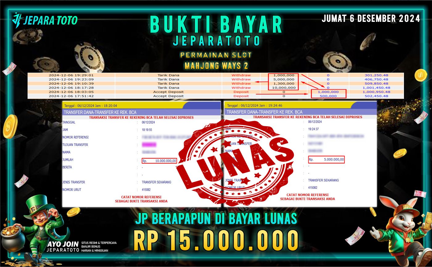 BUKTI KEMENANGAN SLOT MAHJONG WAYS 2 MEMBER JEPARATOTO