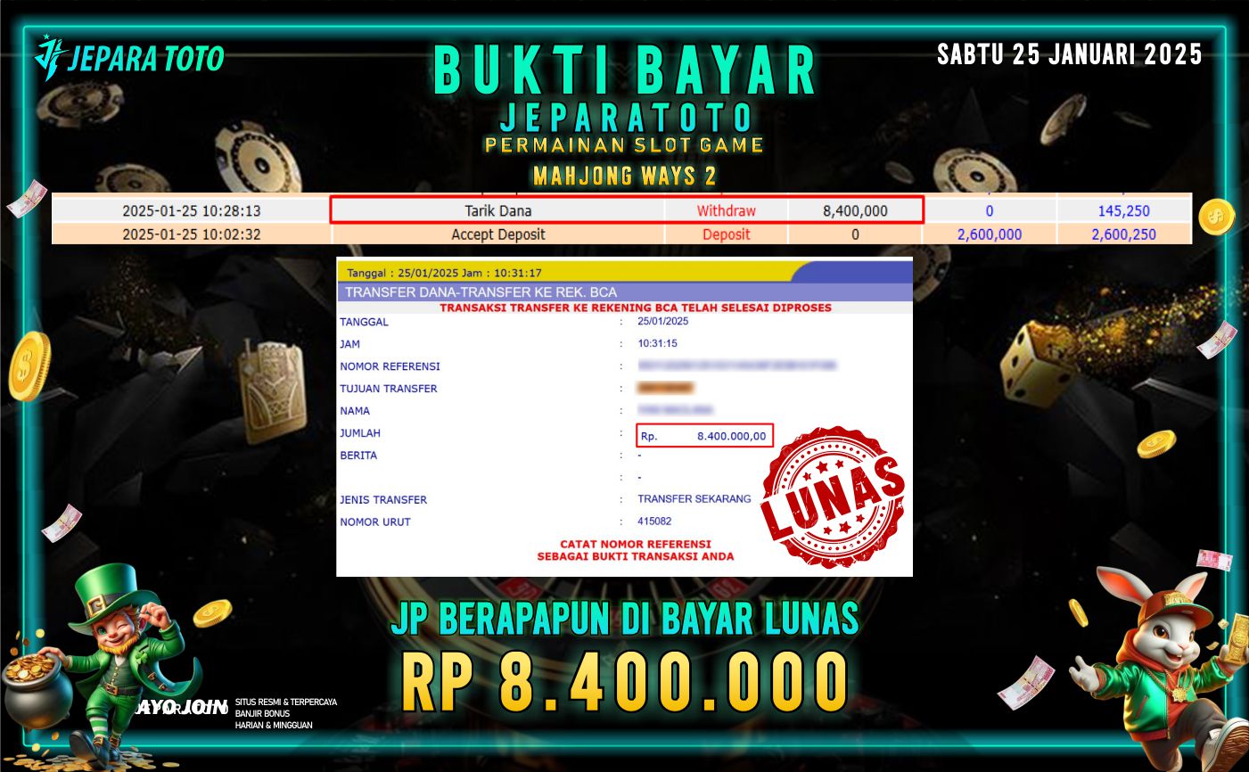 BUKTI KEMENANGAN SLOT MAHJONG WAYS 2 MEMBER JEPARATOTO