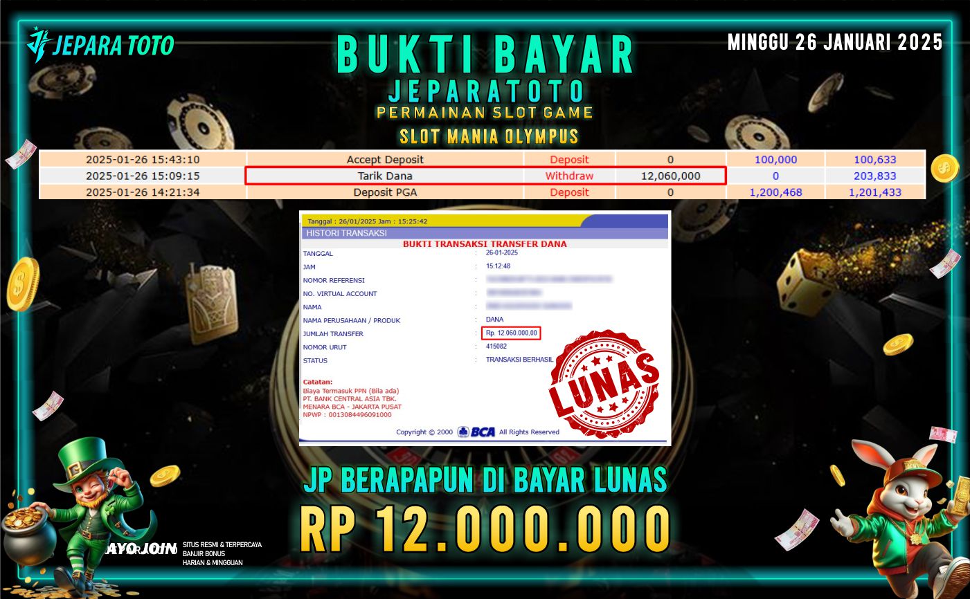 BUKTI KEMENANGAN SLOT MANIA OLYMPUS MEMBER JEPARATOTO