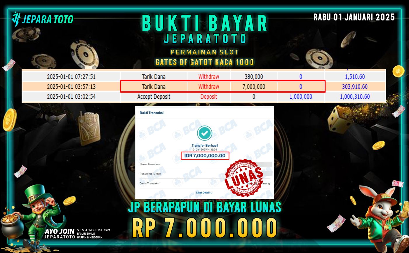 BUKTI KEMENANGAN SLOT GATES OF GATOTKACA 1000 MEMBER JEPARATOTO